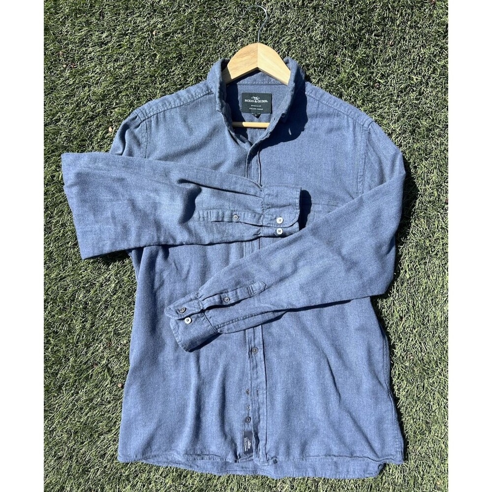 Rodd & Gunn Barrhill Sports Fit Shirt Mens L Indigo Italian Fabric Lyocell